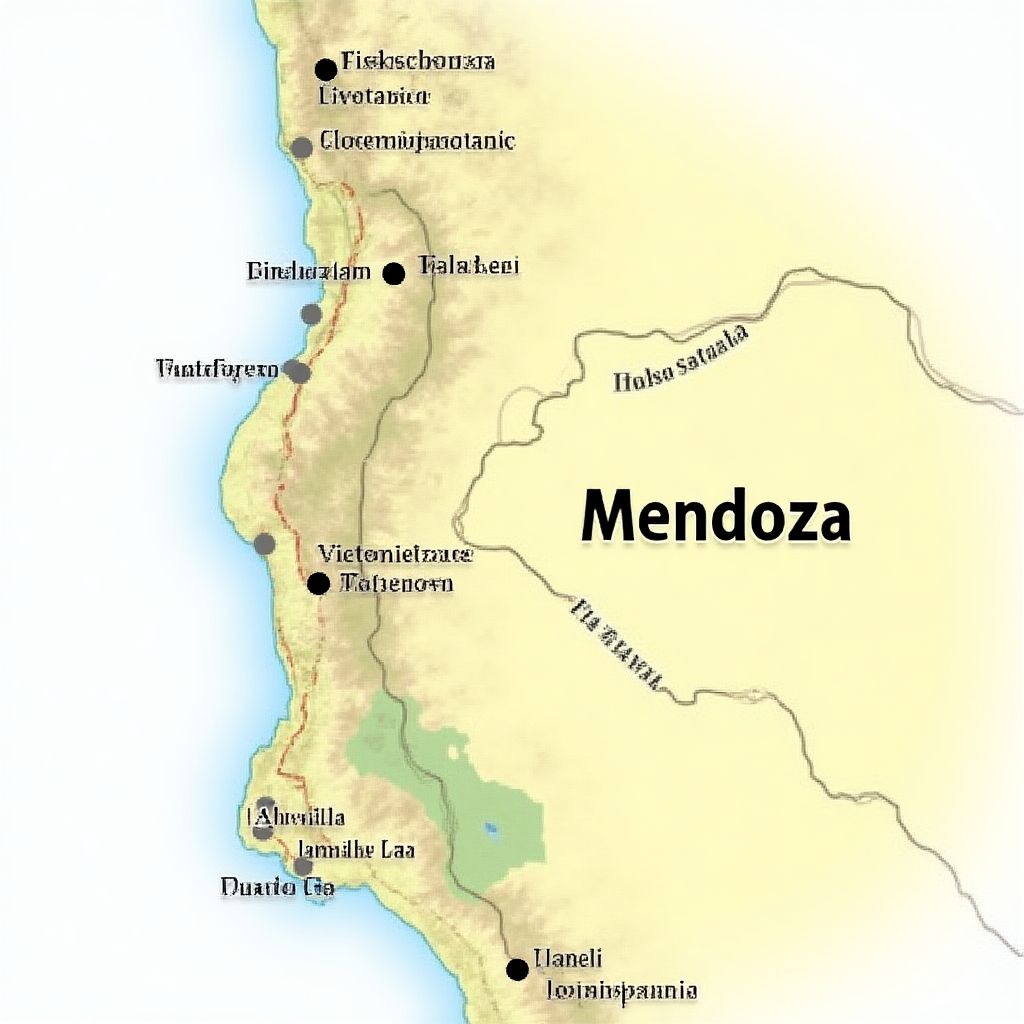 Mapa de regiones vinícolas de Mendoza